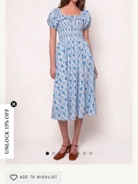 NWT Ivy City Co Mae Dress In blue floral stamp MEDIUM